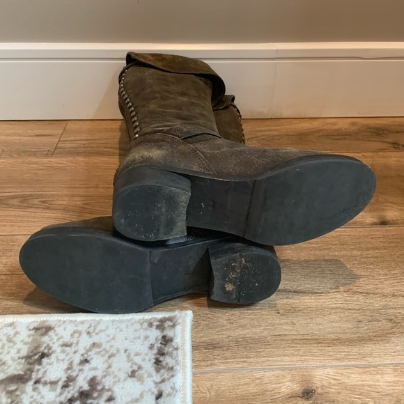 TORY BURCH - Chocolate Brown - Distressed, Over the knee Boots - Picture 11 of 13